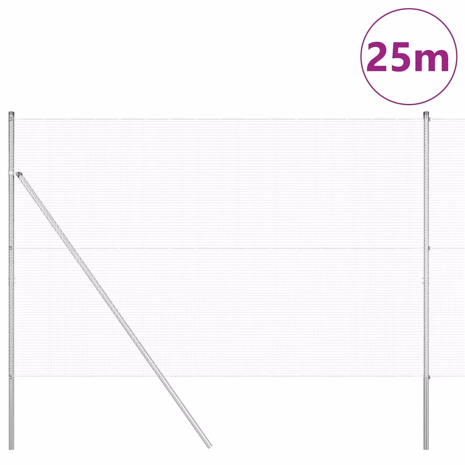 Berkfield Home Galvanised Steel Welded Wire Fence with 13 Posts, Silver, W: 25 m, H: 1.5 m – 2