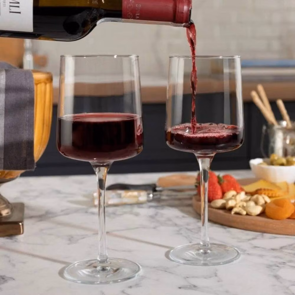 EONLION Set of 6 Clear Glass Wine Goblets, 430 ml – 2