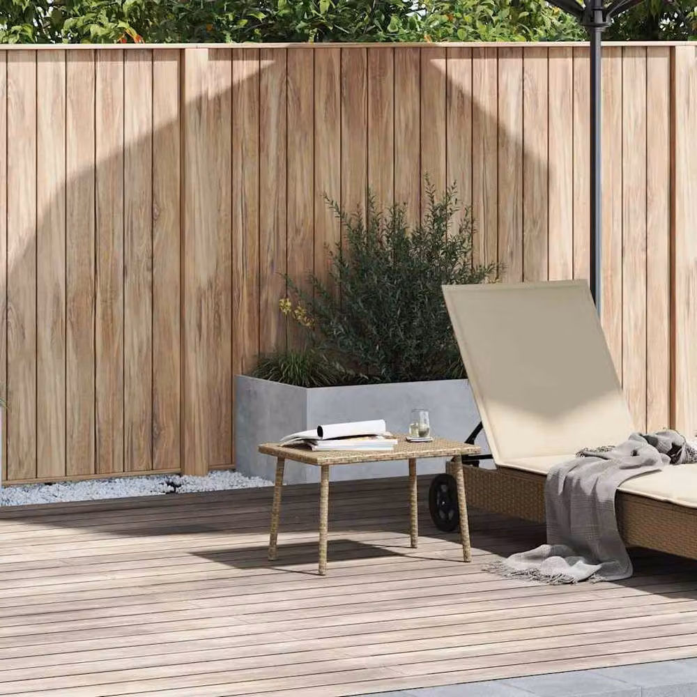 Berkfield Home Modern Rectangular Garden Coffee Table in Beige Poly Rattan, W/D/H: 60 x 40 x 37 cm – 2