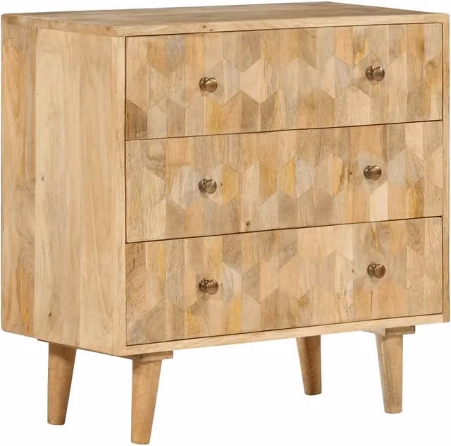 Berkfield Home Mango Wood Drawer Cabinet in Brown, W/D/H: 70 x 35 x 70 cm