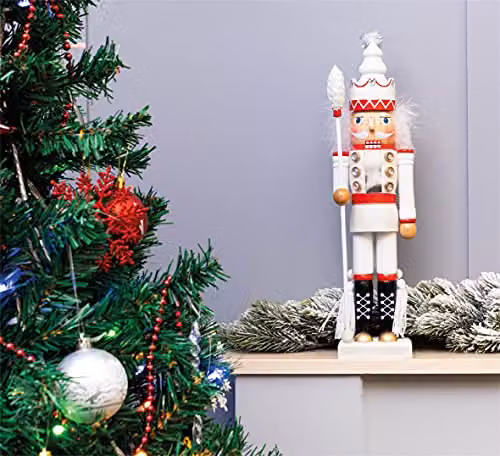 St Helens Home & Garden Nutcracker with Staff Christmas Decoration, Multicolour, Height: 40 cm – 3