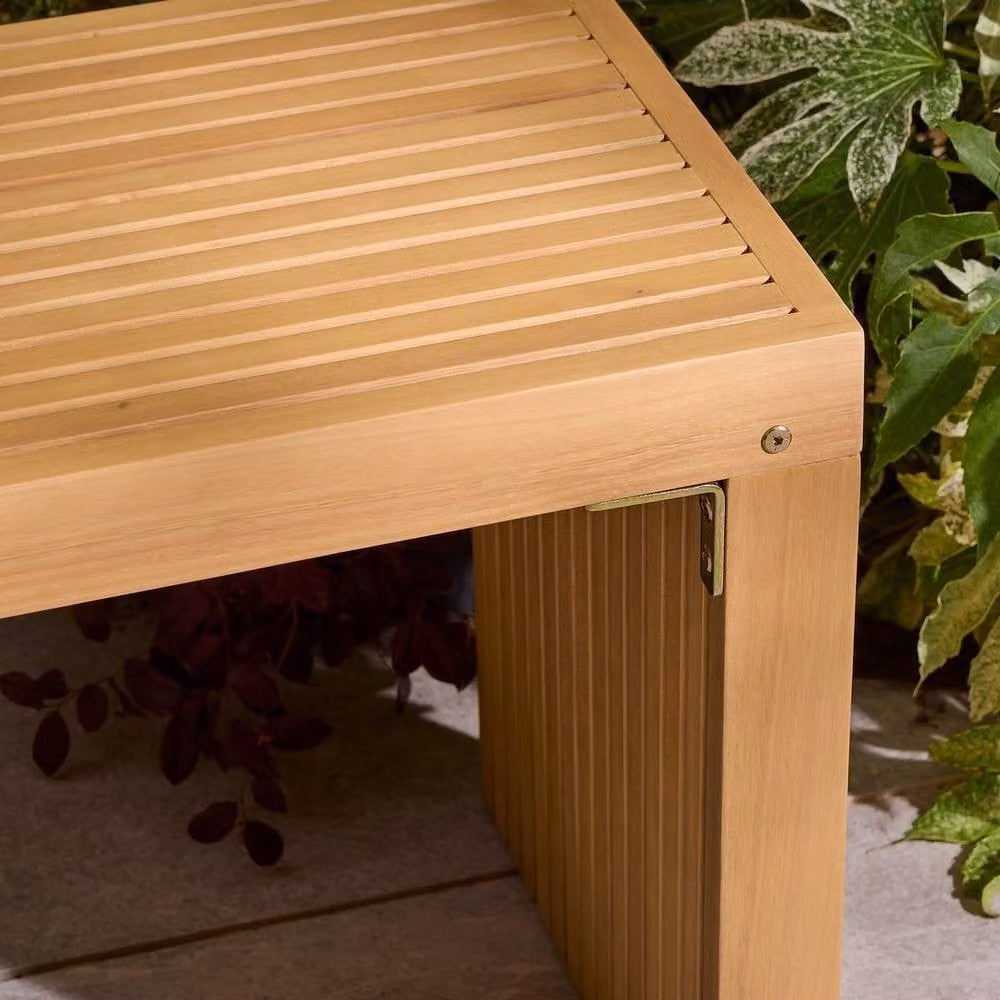 Rowlinsons Kyoto Contemporary Timber Garden Bench in Brown, W150 x D40 x H50 cm – 3