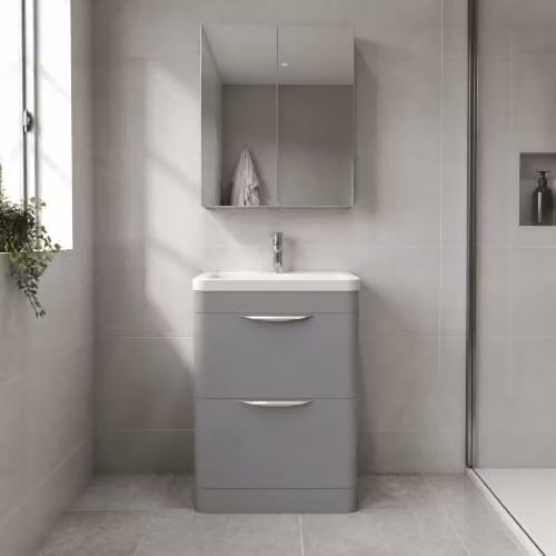 Balterley Aldershawe 2 Drawer Bathroom Vanity Unit with Basin in Grey, W/D/H: 60 x 44.62 x 84 cm – 2