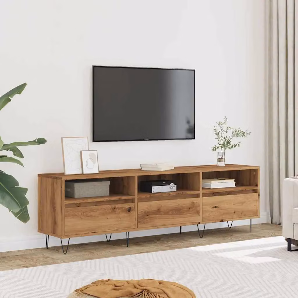 Berkfield Home Artisan Oak TV Cabinet in Brown, W/D/H: 150 x 30 x 44.5 cm – 3