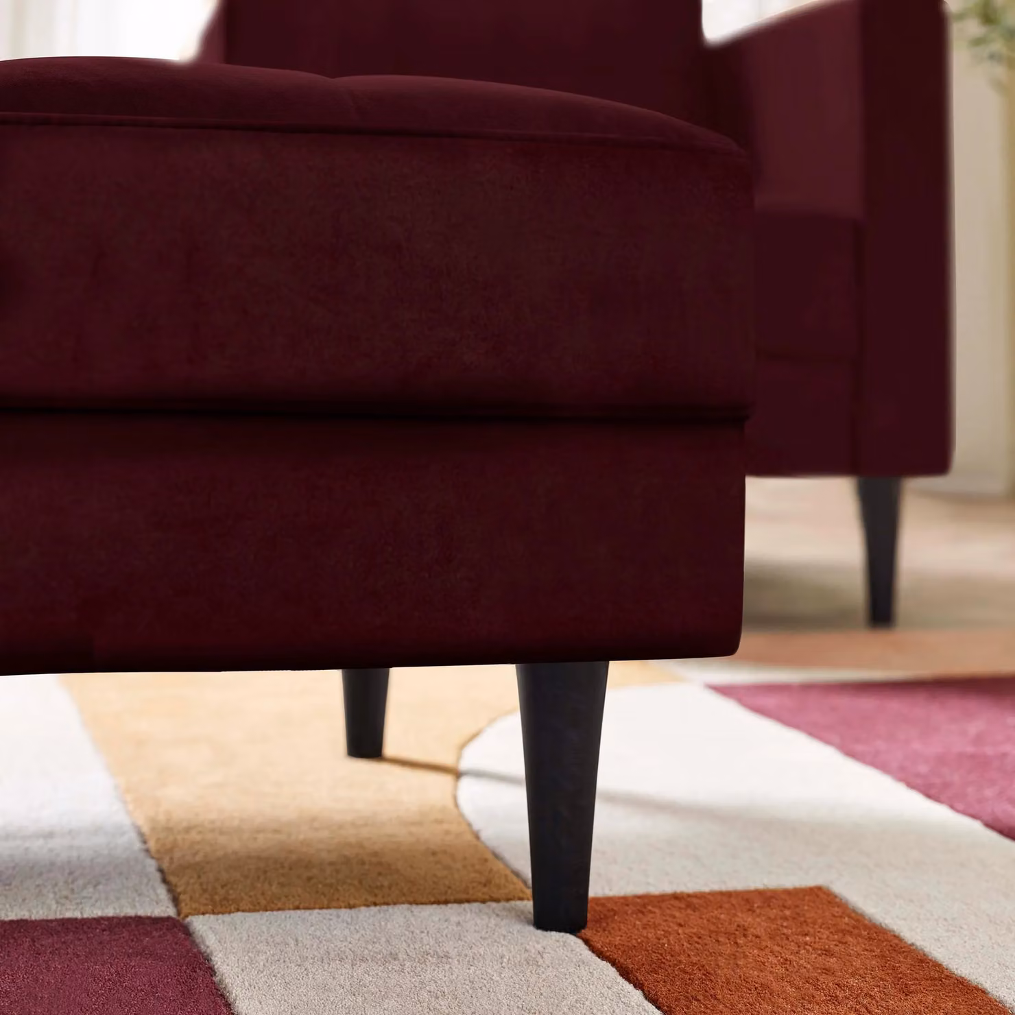 FurnitureboxUK Jade Velvet Chesterfield Footstool in Red – 5