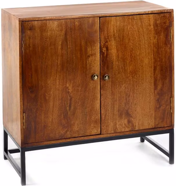 Elm Home And Garden Industrial 2 Door Small Sideboard in Brown and Black Mango Wood