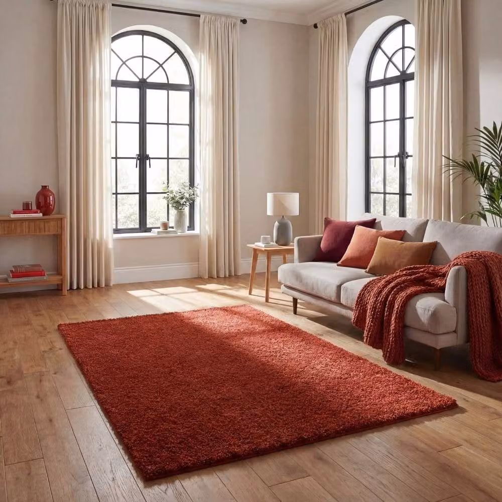 THE RUGS Terra Plain Soft High Pile Shaggy Rug, W: 240 cm, D: 340 cm, Orange/Terracotta – 3