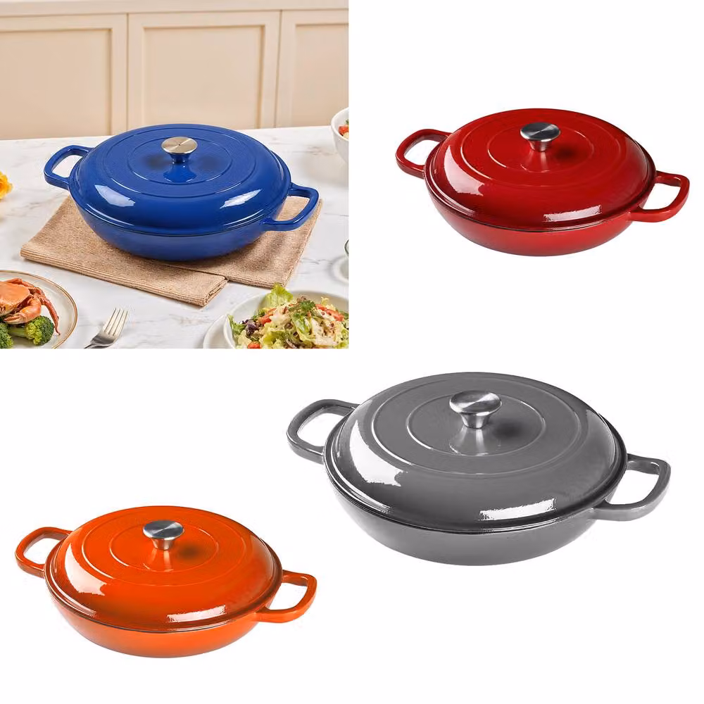 Living and Home 3.2 l Blue Enamelled Cast Iron Casserole Pot with Lid – 3