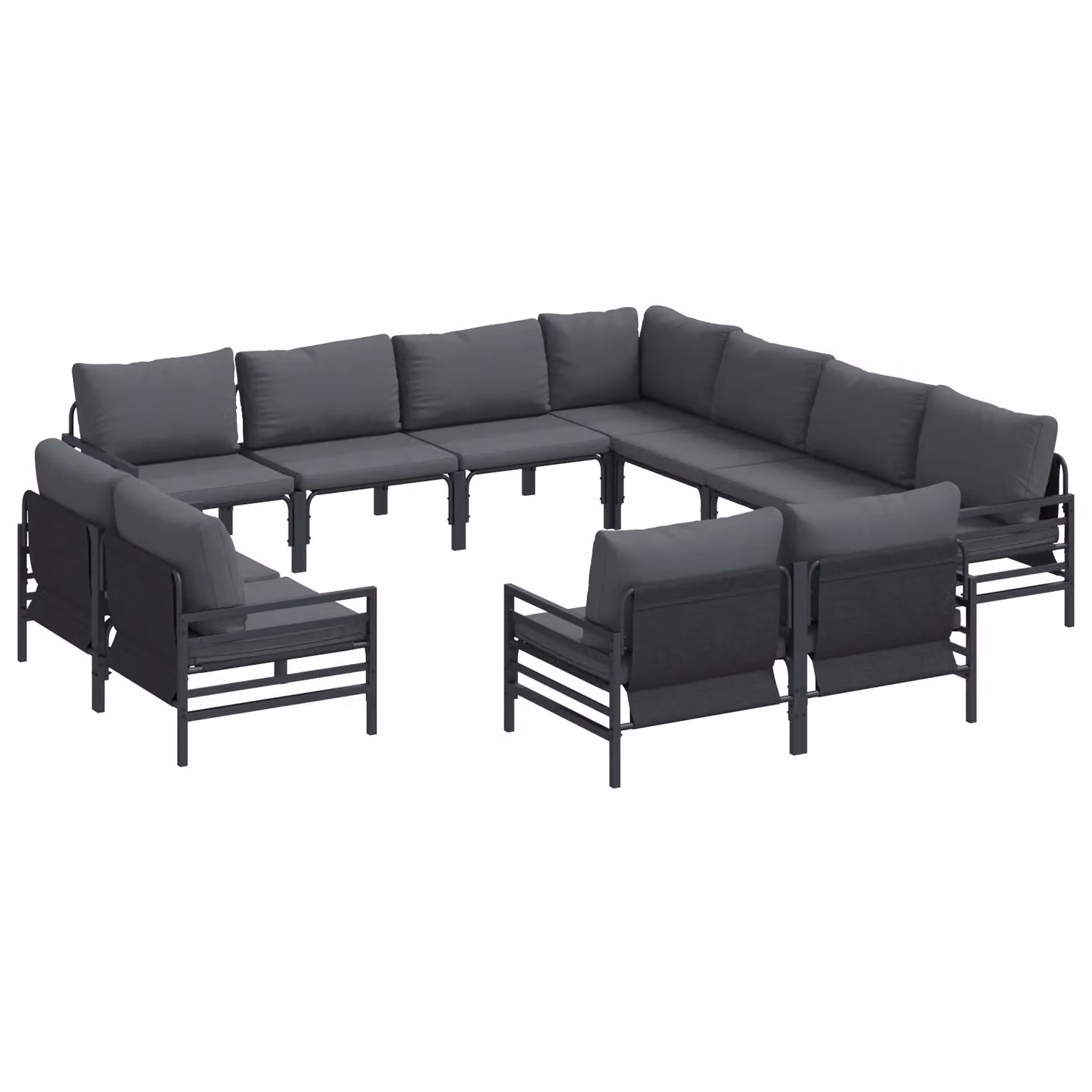 Berkfield Home 11 Piece Modern Garden Sofa Set in Anthracite Steel and Multicolour Metal – 2