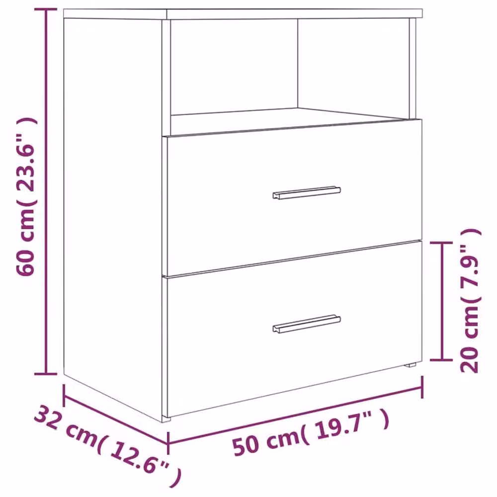 Berkfield Home Bed Cabinet in Grey Sonoma, W/D/H: 50 x 32 x 60 cm – 3