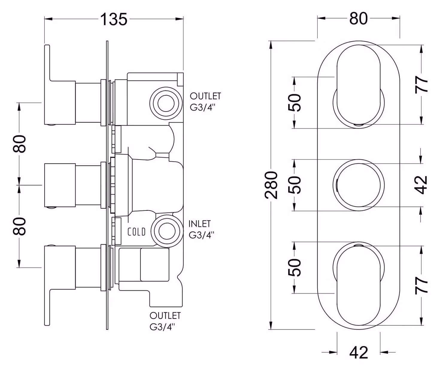 Balterley Current Round Triple Concealed Thermostatic Shower Valve in Chrome and Silver – 2