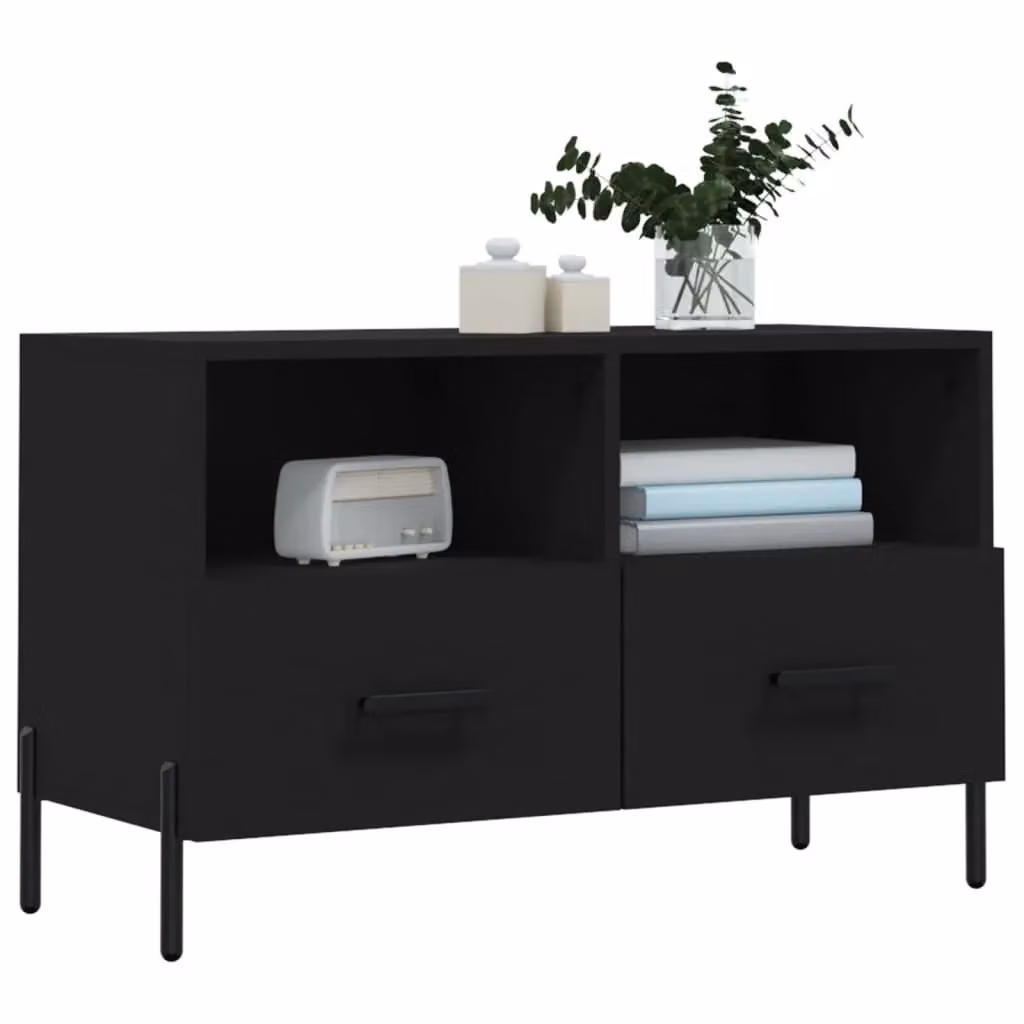 Berkfield Home Modern Black Matt TV Cabinet W/D/H: 80 x 36 x 50 cm – 3