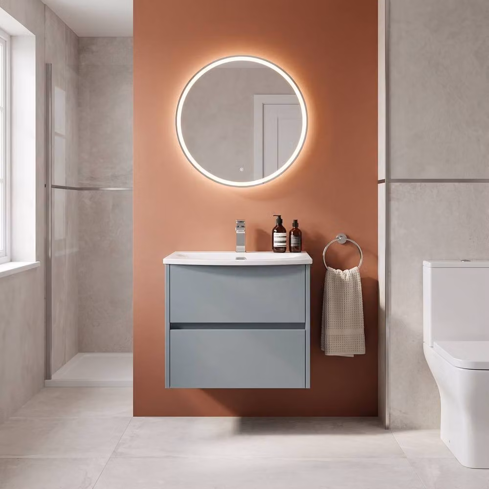 Balterley Chartley 2 Drawer Wall Hung Vanity Basin Unit, Coastal Grey, Width: 60 cm – 2