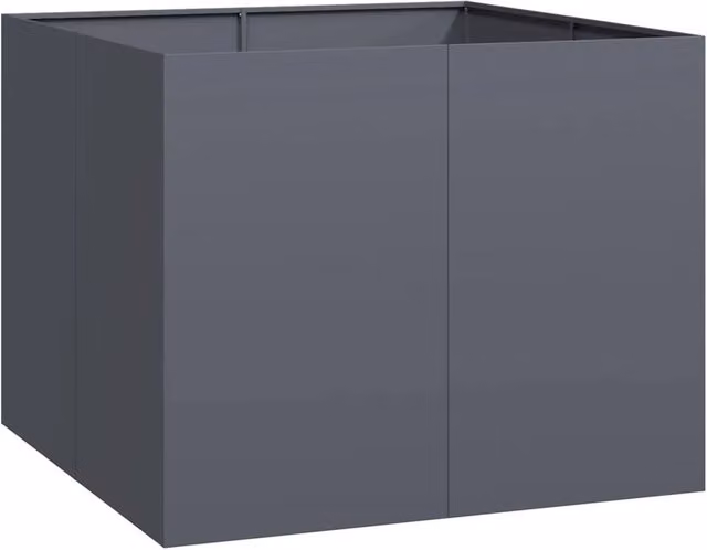 Berkfield Home Anthracite Steel Planter in Dark Grey, W/D/H: 100 x 100 x 80 cm – 1