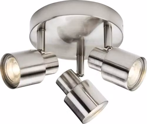 Netlighting Knightsbridge Triple GU10 Spotlight in Brushed Chrome and Grey