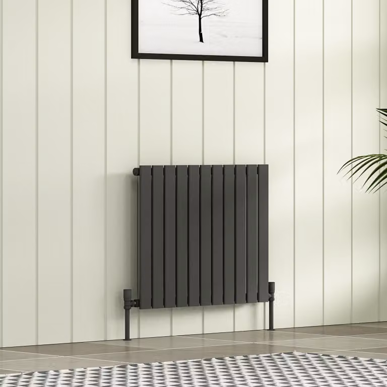 Fluxx Anthracite Flat Single Panel Horizontal Designer Steel Wall Mounted Radiator