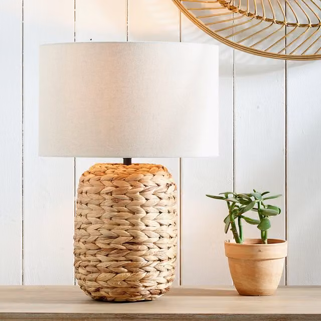 Pacific Lifestyle Scandinavian Organic Rattan Table Lamp in Brown and Beige