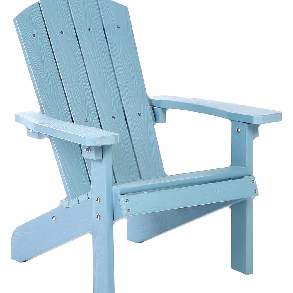 Wyld Haus Kids Outdoor Chair in Blue, Weather Resistant Plastic and Wood