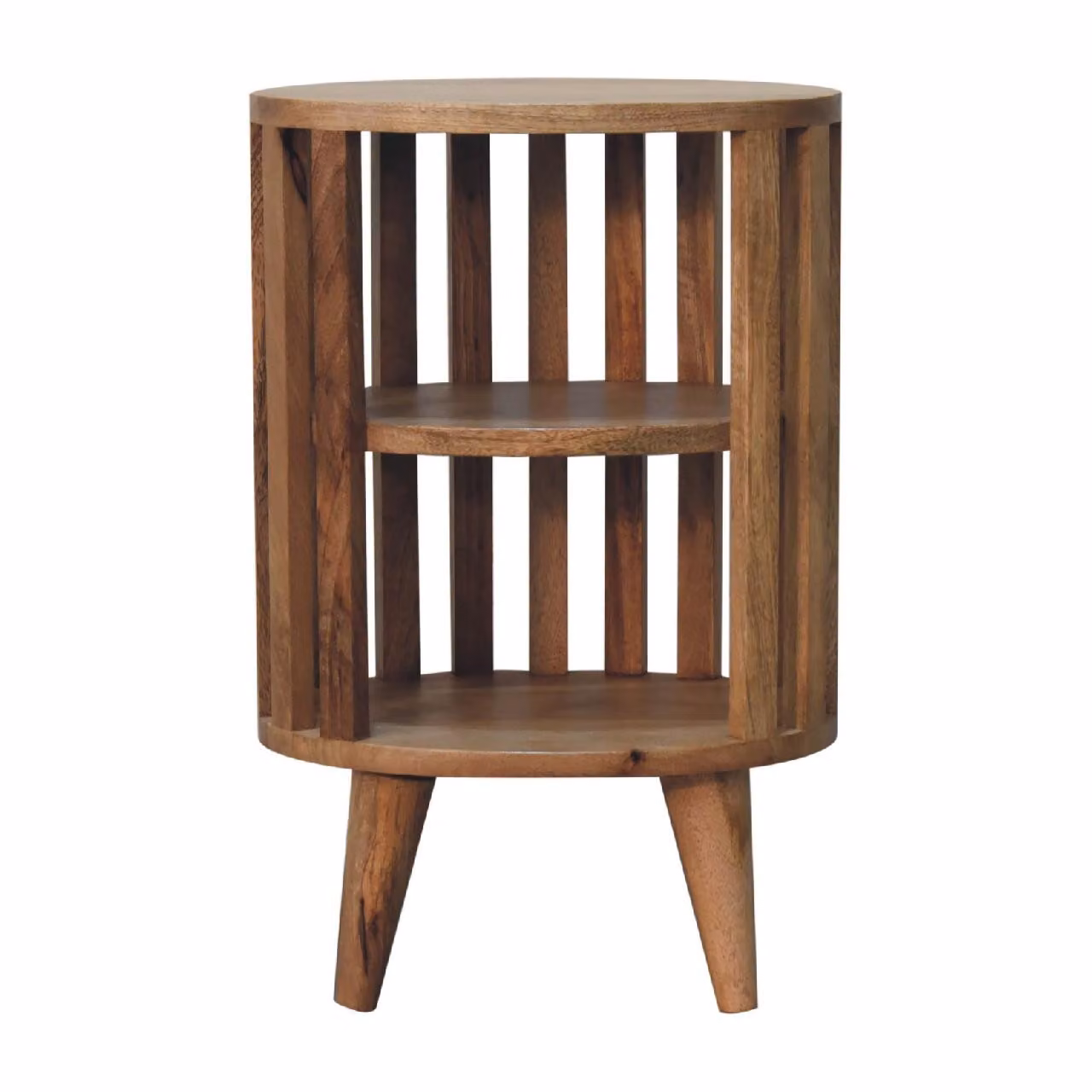 Aosom UK Ariella Solid Mango Wood Bedside Table with 2 Open Shelves, Brown, W/D/H: 36 x 26 x 55 cm – 2