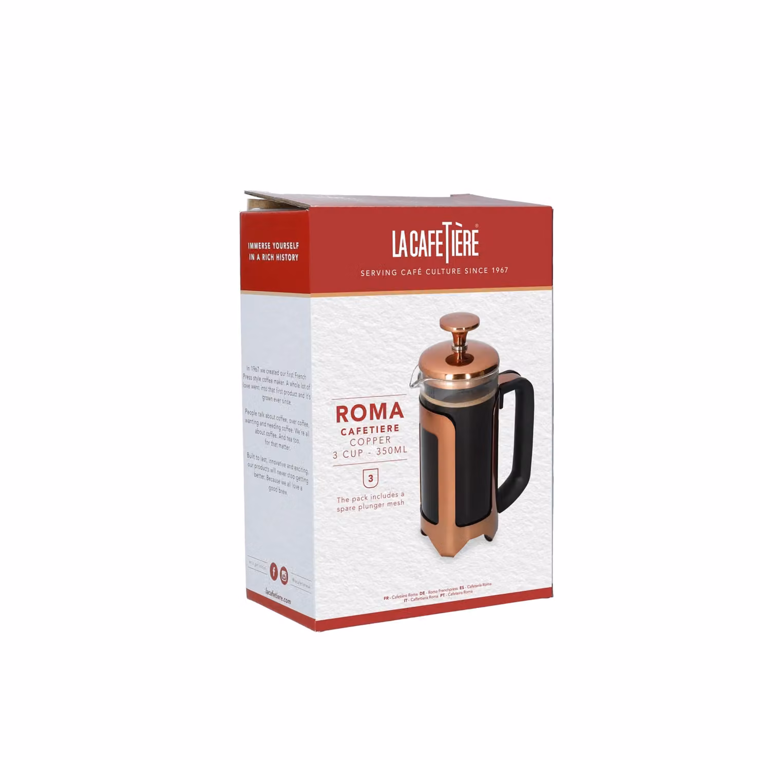 La Cafetiere Roma Stainless Steel 3 Cup French Press Cafetiere, Copper/Bronze – 4