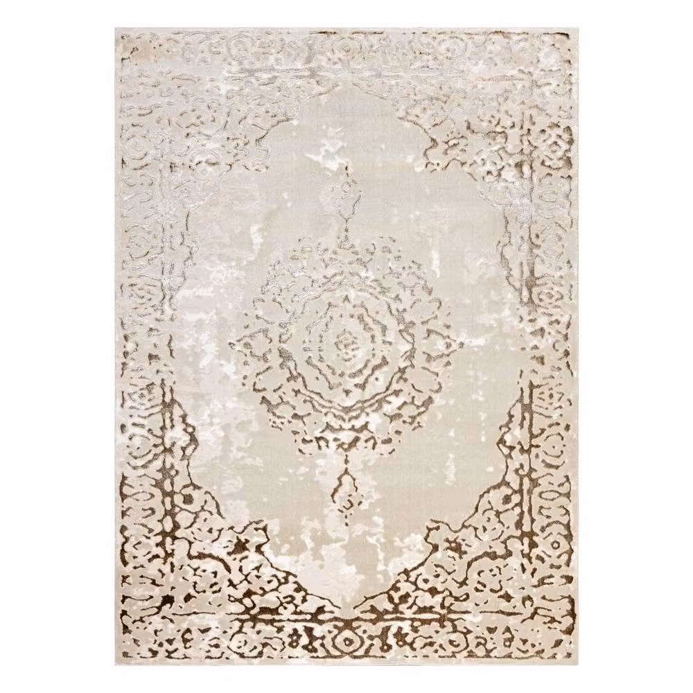 RugsX Allure Geometric Modern Rug in Yellow and Beige, W: 160 cm, D: 220 cm