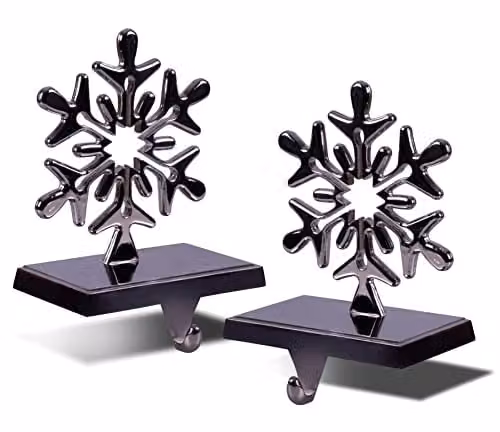 mysmartbuy Set of 2 Star Design Christmas Stocking Holders in Grey Metal – 1