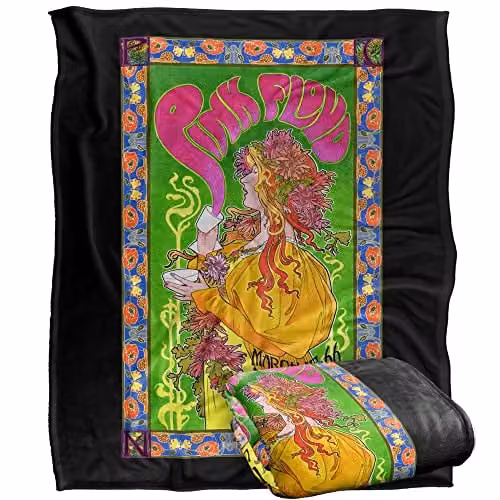 LOGOVISION Pink Floyd 1966 Marquee London Poster Super Soft Fleece Throw Blanket, Multicolour, W/D/H: 152 x 127 cm – 1