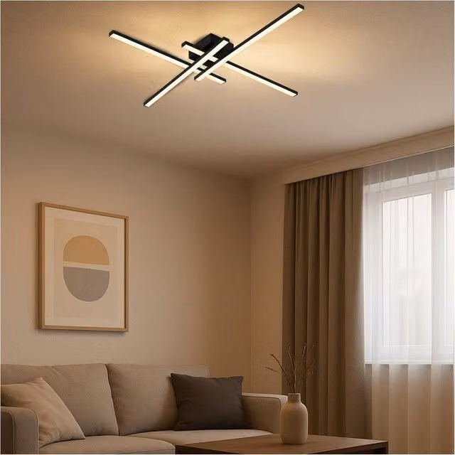 Loops Modern Square LED Ceiling Light in Black