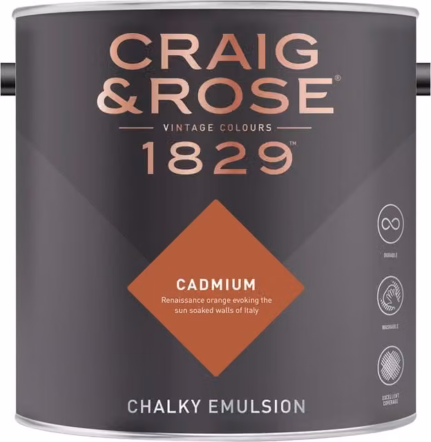 Craig and Rose Cadmium Orange Chalky Matt Water Based Emulsion