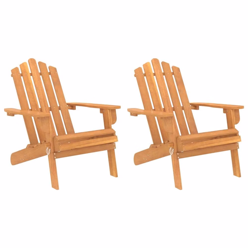 Berkfield Home Garden Set of 2 Brown Acacia Solid Wood Adirondack Chairs