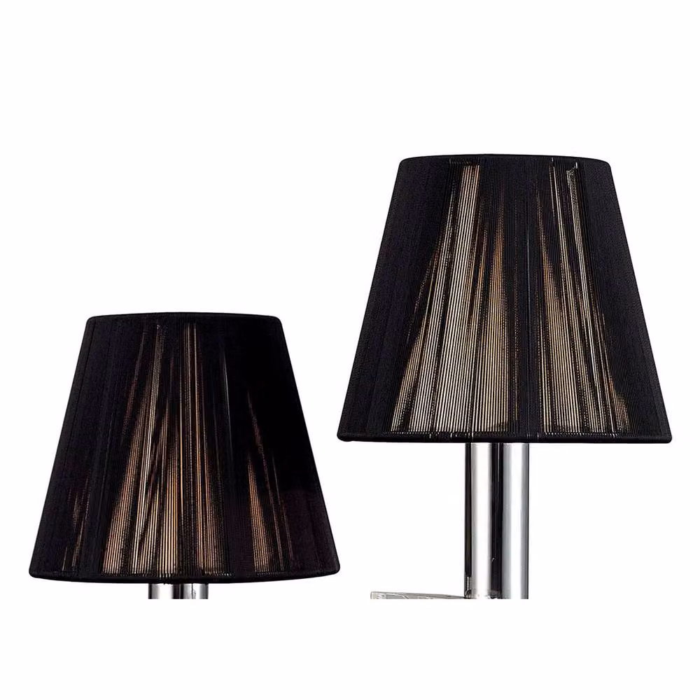 Netlighting Acanto Table Lamp with 2 E14 Lights, Polished Chrome and Grey Fabric Cone Shades – 4