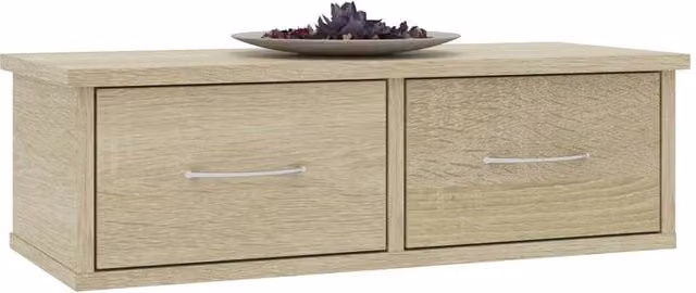 Berkfield Home Decorative Wall-mounted Drawer Shelf in Sonoma Oak, Light Tan, W/D/H: 60 x 26 x 18.5 cm