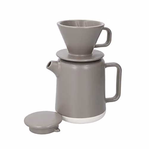 La Cafetiere Seville Ceramic Pour Over Coffee Set, 4 Cup, Beige and Grey