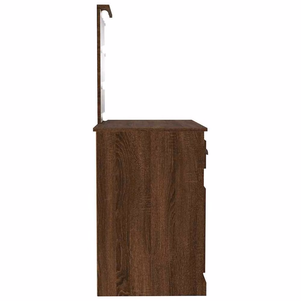 Berkfield Home White and Brown Oak Dressing Table with Hollywood LED, W/D/H: 90 x 50 x 132.5 cm – 3