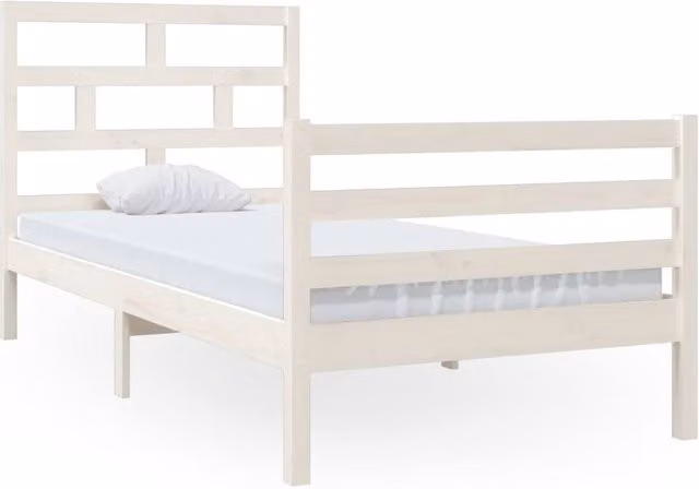 Berkfield Home White Solid Wood Pine Bed Frame W: 90 cm, L: 200 cm