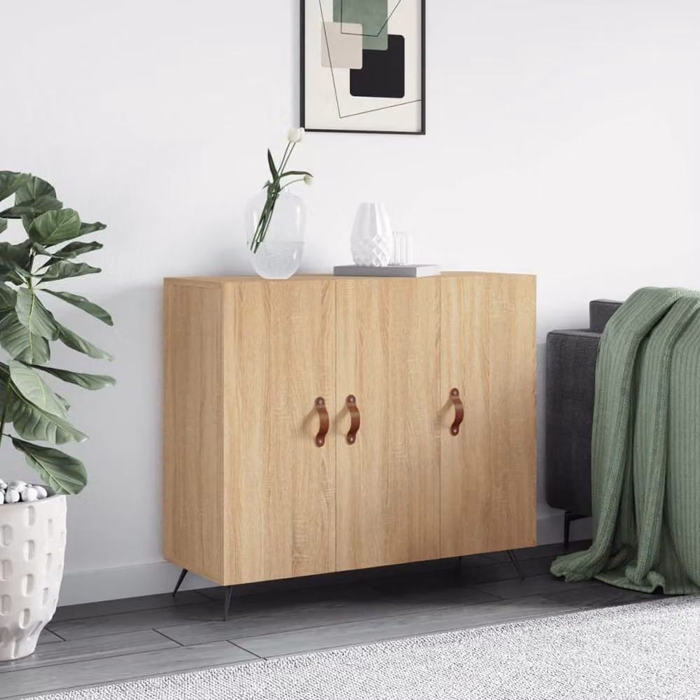 Berkfield Home Sonoma Oak Sideboard in Beige, W/D/H: 90 x 34 x 80 cm – 2