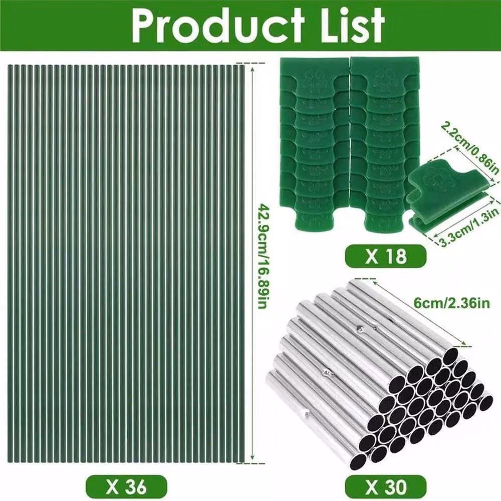 NESTLUNE 36 Greenhouse Hoops for DIY Raised Beds with Clips in Green, W/D/H: 100 x 15 x 15 cm – 2