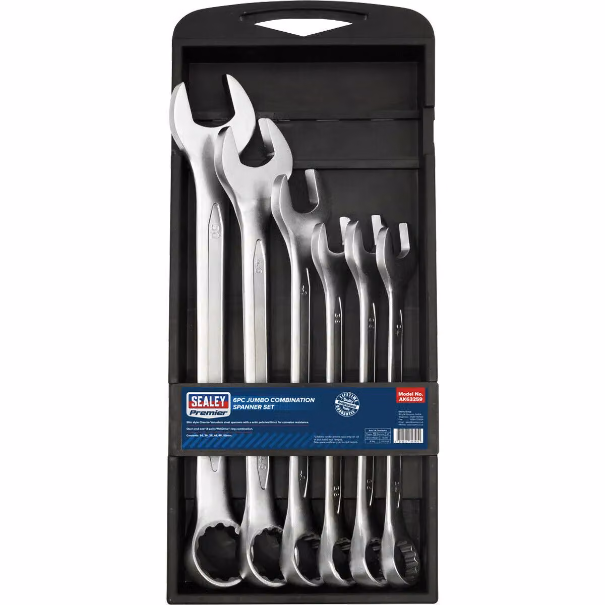 Loops 6-Piece Extra Large Combination Spanner Set, 34mm to 50mm, 12-Point WallDrive, Chrome Vanadium Steel, Silver and Multicolour – 4