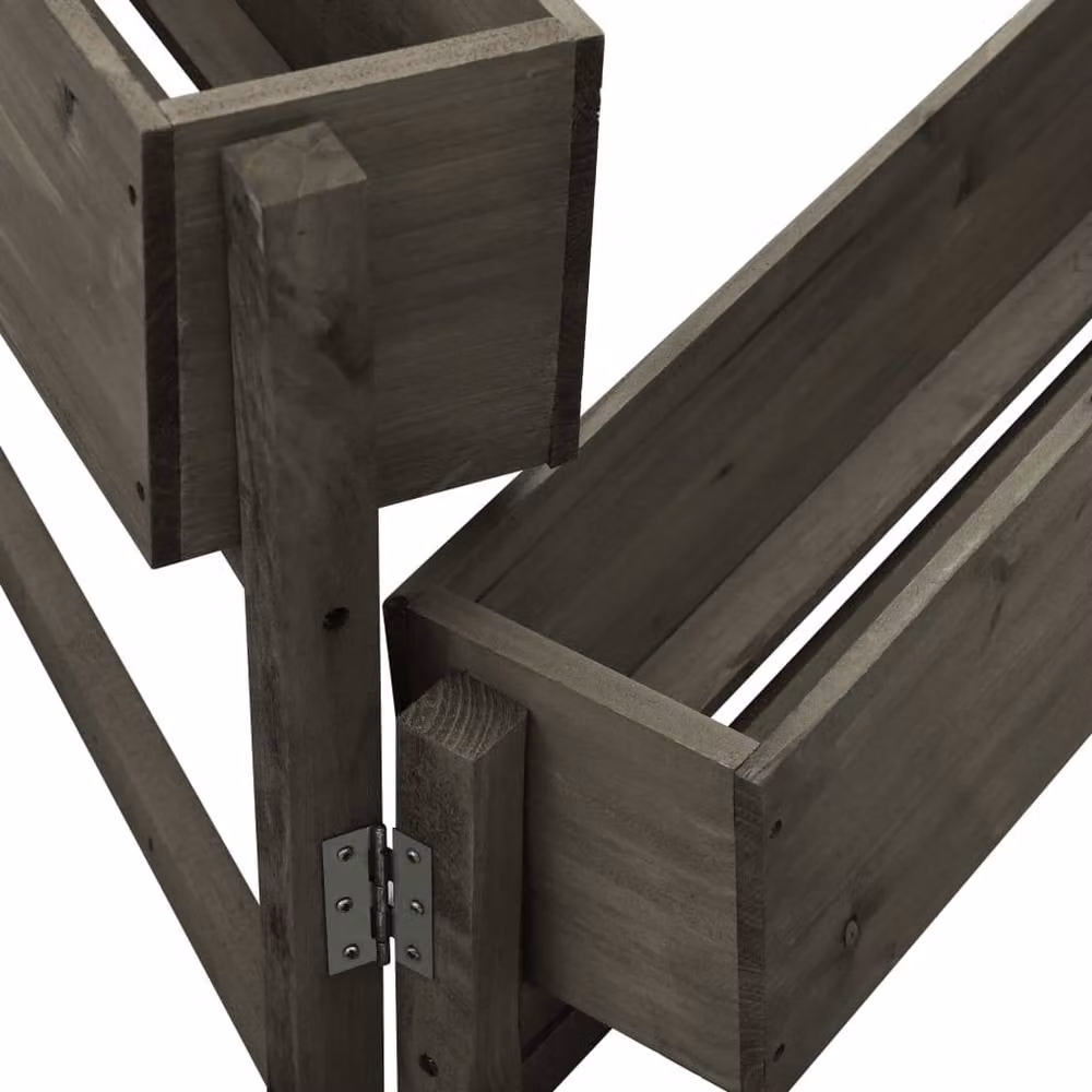 Berkfield Home Grey Folding Wood Planter W: 60 cm, D: 14 cm, H: 75 cm – 3