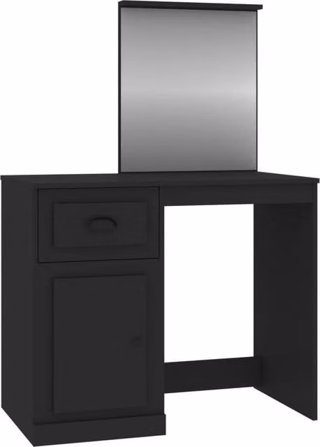 Berkfield Home Modern Black Dressing Table with Mirror, W/D/H: 90 x 50 x 132.5 cm
