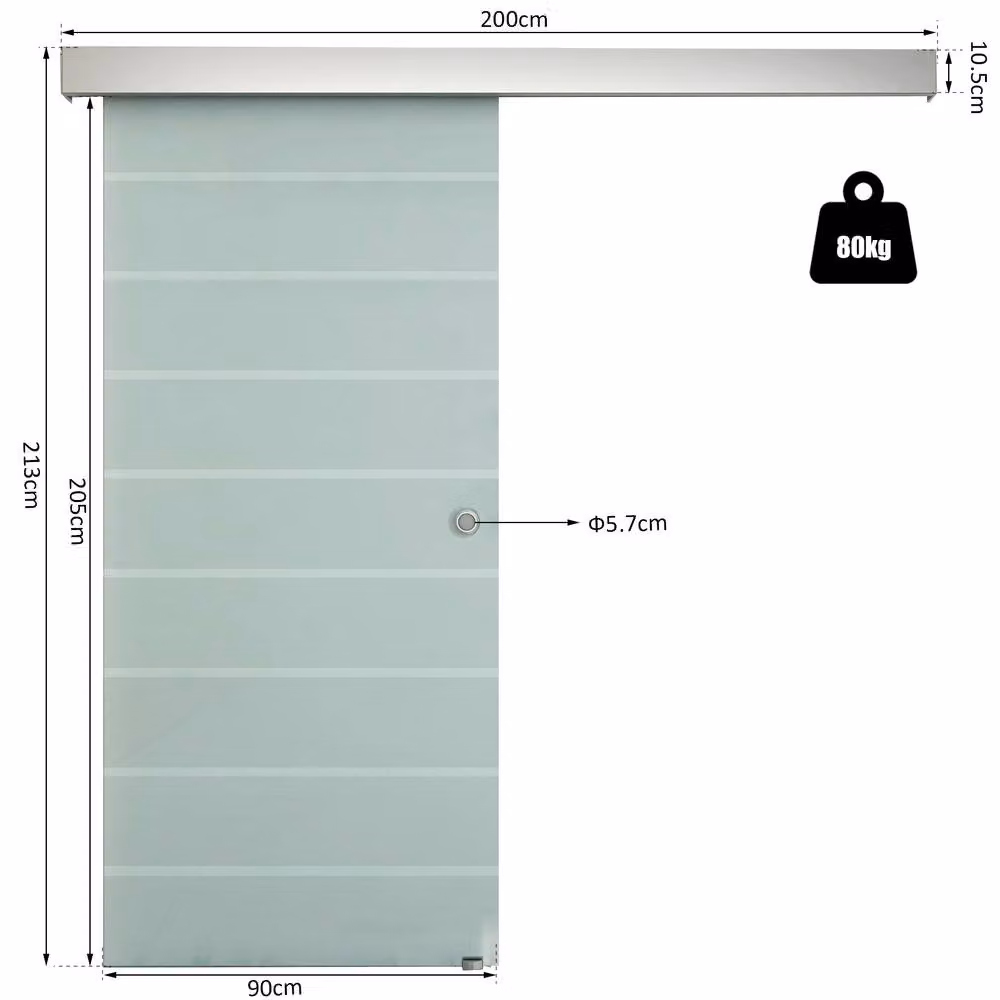 STILVORA Modern Sliding Glass Door with Aluminium Frame in Transparent, Width: 90 cm, Height: 213 cm – 2