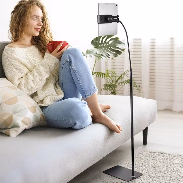 Lifeideas Flexible Gooseneck Floor Phone and Tablet Stand - Black