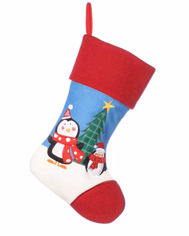 Dibor Set of 4 Skip and Rolo Childrens Penguin Christmas Stockings in Red and Multicolour – 2