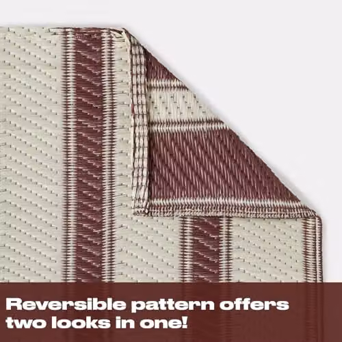 OHS Vintage Striped Outdoor Rug in Chocolate and Cream, W: 160 cm, L: 230 cm – 4