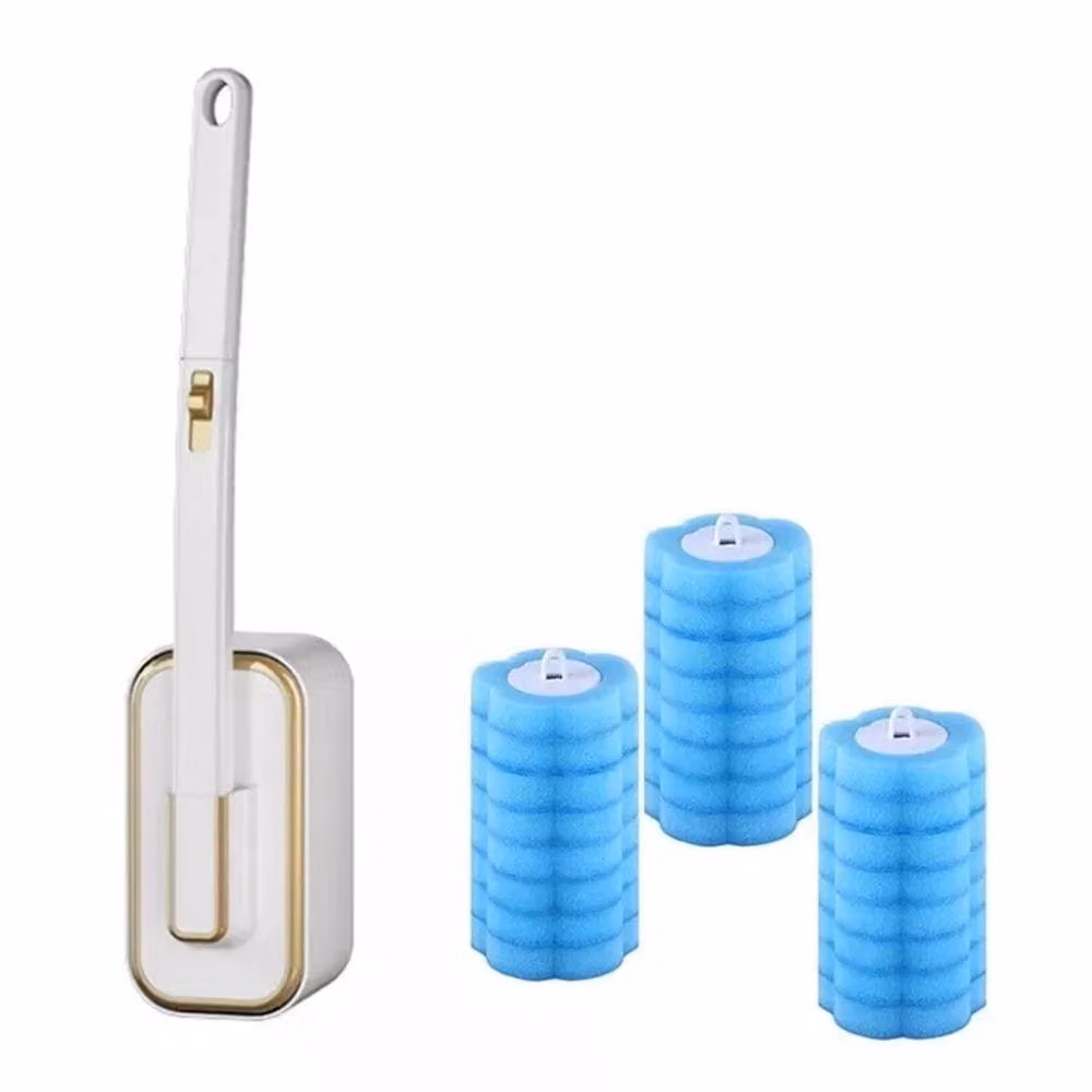 Havendro Disposable Toilet Brush Set with Covered Freestanding Holder, White – 2