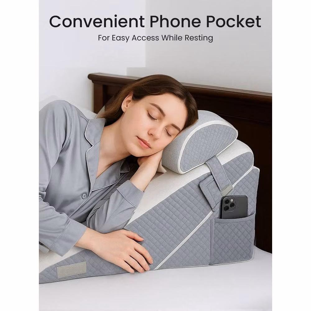 FLAVORA 12-in-1 Adjustable Memory Foam Wedge Pillow in Grey – 2