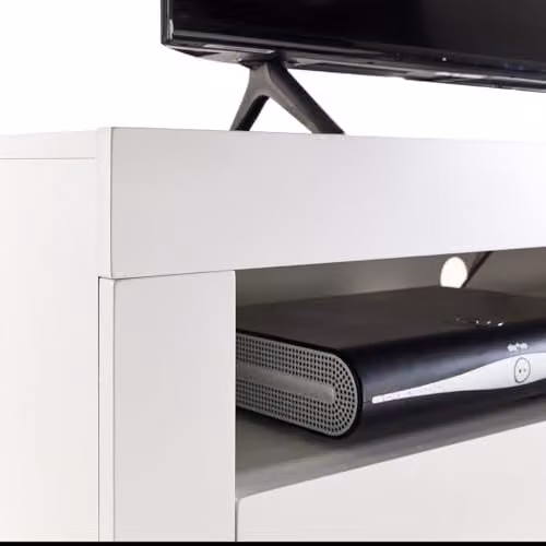 Moderna White Glossy TV Stand Cabinet by MMT Furniture Designs Ltd with Integrated Lighting, W/D/H: 140 x 40 x 45 cm – 1