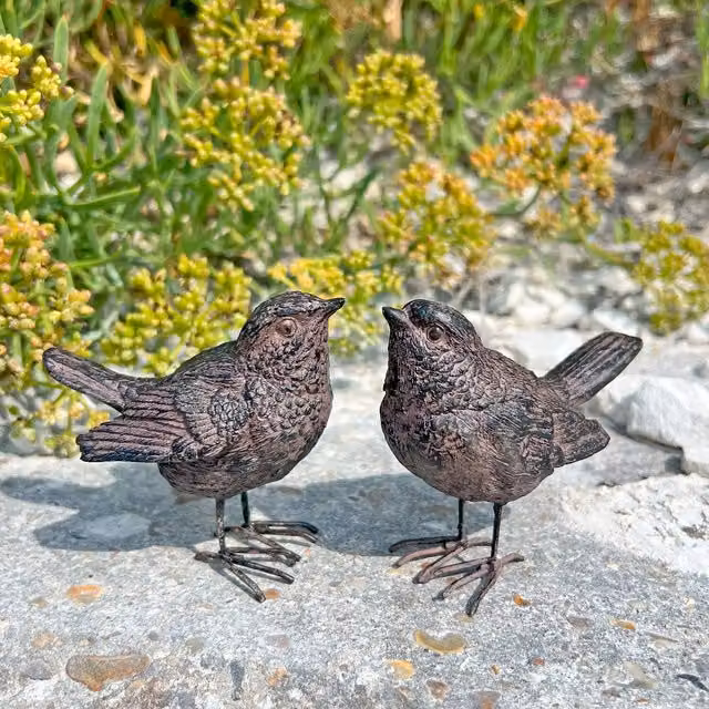 Boltze Wren Garden Bird Ornament in Brown