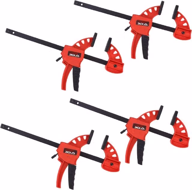 Lumberjack Mini Fast Clamps One Handed Quick Grip Clamp Set, Red