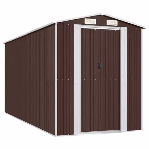 vidaXL Garden Shed in Dark Brown, Galvanised Steel, W/D/H: 440 x 192 x 223 cm – 1
